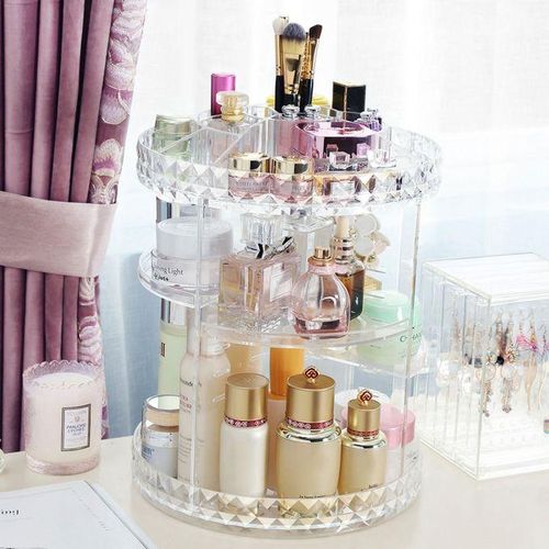 product_image_name-Generic-Tour de Rangement Cosmétique à 360 Degrés – Organiseur de Beauté en Plastique Transparent pour Femme-1