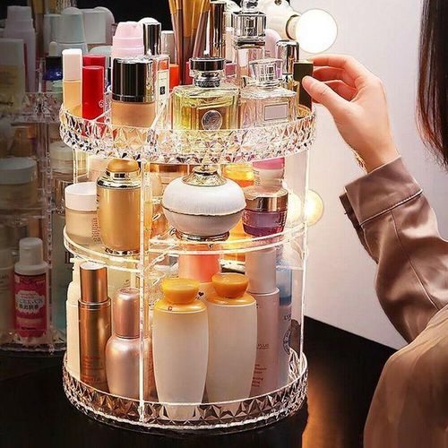 product_image_name-Generic-Tour de Rangement Cosmétique à 360 Degrés – Organiseur de Beauté en Plastique Transparent pour Femme-3