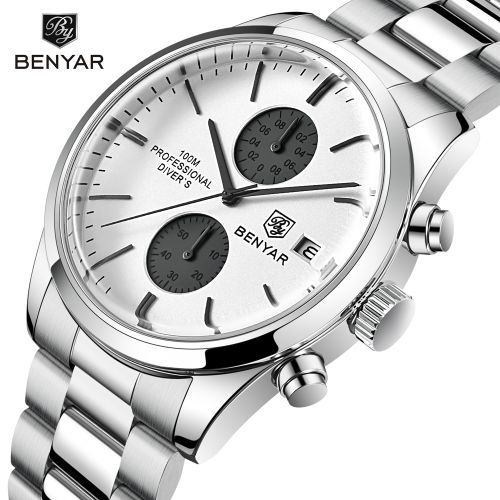 Benyar montres marque de luxe tanche sport Quartz chronograph