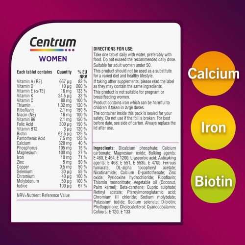 product_image_name-Centrum-Women Multivitamines 60 Comprimés – Complément Alimentaire Spécial Femmes -2