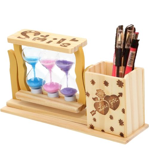 Generic Porte-Crayon En Bois pour bureau, Porte-Stylo Créatif avec Porte-Sable  Mouvants à prix pas cher