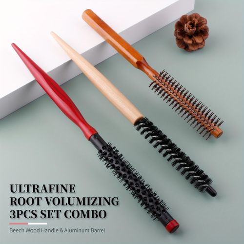 product_image_name-Generic-Lot de 3 brosses de coiffure professionnelles, brosse ronde pour sécher les cheveux, un peigne fin à poils en nylon et un peigne en aluminium pour cheveux lisses.-2