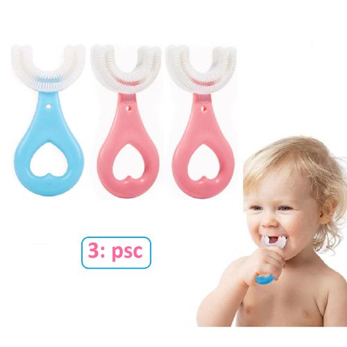 Generic 3 Brosses à dents pour enfants santé et hygiène enfants, 2 rose et  1 bleu, u à prix pas cher