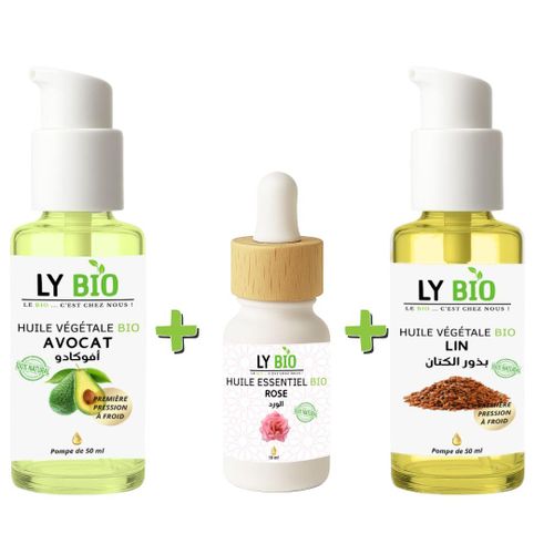 product_image_name-LY BIO-PACK HUILE AVOCAT 50ml - POMPE + HUILE ESSENTIEL ROSE 10ML + HUILE LIN 50ML - POMPE-1