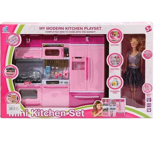 product_image_name-Generic-Ensemble de cuisine avec poupée pour filles, meuble de cuisine, Jeu de cuisine moderne-1