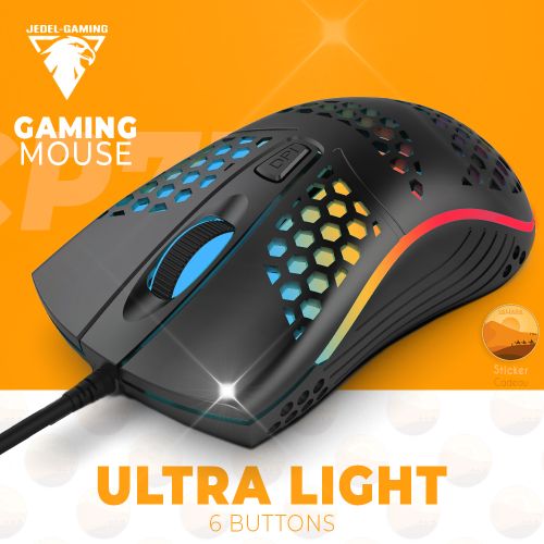 Jedel Souris Gamer filaire Honeycomb rétroéclairage RGB et 1600 DPI  réglables ergonomique légère sticker à prix pas cher