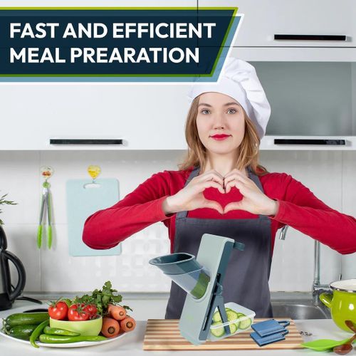 product_image_name-Generic-مندولين مطبخ متعدد الوظائف آمن – قطاعة خضروات قابلة للتعديل بشفرات قابلة للتبديل، حاوية تجميع ونظام حماية للأصابع-5