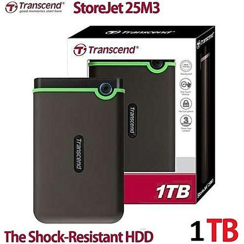 Transcend Disque Dur Externe 1TB AntiChoc Portable 2,5" StoreJet 25M3 - 1 To- USB 3.0