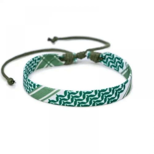 product_image_name-Generic-Pack 2 Bracelets Koufiya Palestine Braided Adjustable Kufiyah Scarf Bracelet Free Palestine Free Gaza Unisex Rouge/Vert-4