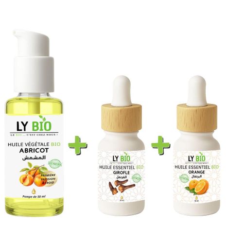 product_image_name-LY BIO-PACK HUILE ABRICOT 50ML - POMPE + HUILE ESSENTIEL GIROFLE 10ML + HUILE ESSENTIEL ORANGE 10ML-1