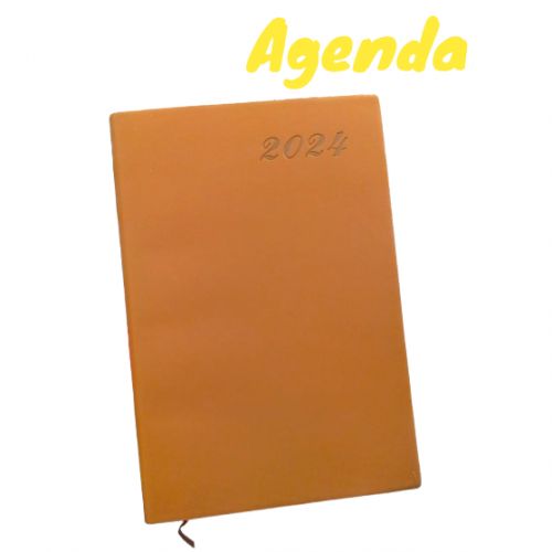 Generic Agenda 2024 ( samedi + dimanche = 1 page / 1 jour ) Marron à prix  pas cher