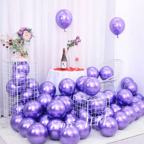 Generic 50 ballons décoration anniversaire Mauve/violet métallique 31 CM à  prix pas cher
