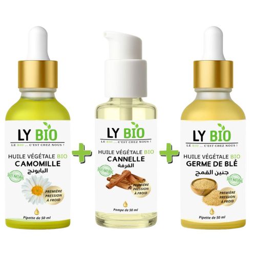 product_image_name-LY BIO-PACK HUILE CAMOMILLE 50ML - PIPETTE + HUILE CANNELLE 50ML - POMPE + HUILE GERME DE BLE 50ML - PIPETTE-1