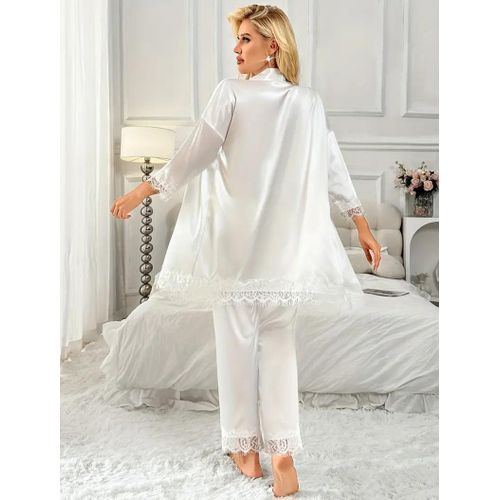 product_image_name-Generic-طقم بيجاما نسائي من الدانتيل الأبيض الجذاب، للعطلات-3