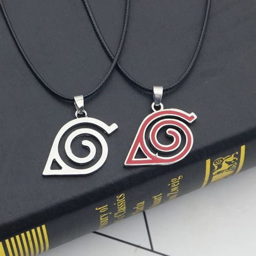 product_image_name-Naruto-2 Collier Naruto Kakashi Feuille Village  Cosplay Anime Manga Argenté ET Rouge-1