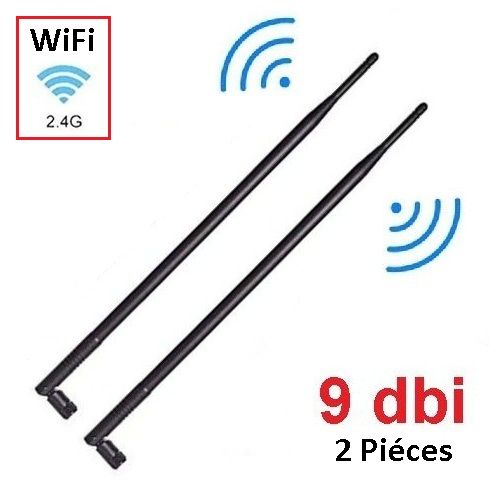 Generic Antenne WiFi Gain 9 dBi Longueur 39cm 2,4GHz connecteur RP-SMA  Pliable à prix pas cher