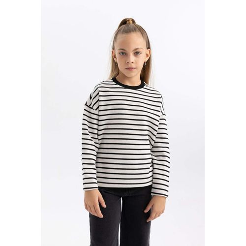 product_image_name-Defacto-سويت شيرت مخطط بناتي قصة فضفاضة برقبة مستديرة-2