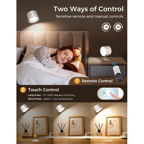 Generic Lampe LED Murale Tactile – Éclairage Réglable avec Télécommande et Batterie ,2PCS - image 4