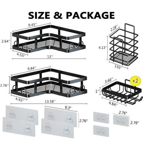 product_image_name-Generic-Étagère de Rangement d’Angle – Lot de 5 Pièces  Salle de Bain & Cuisine - Sans Perçage-3