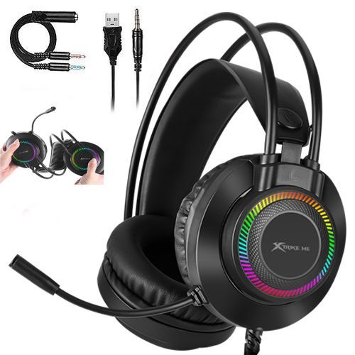 Xtrike Micro Casque Gaming - Gaming Switch avec Micro Anti Bruit Casque  Gamer Filaire LED Lampe Stéréo Bass Microphone Réglable pour PS4 / Xbox One  / PC / Mac / Nintendo Switch /