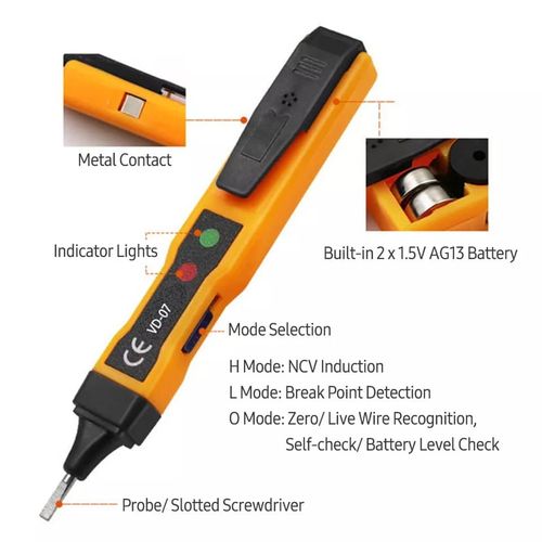 Stylo testeur électrique réactif 70-250V, stylo testeur de tension cc  étanche à lumière led brillante - AliExpress