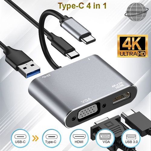 HUB USB C Adaptateur USB Type-C vers HDMI VGA Type C PD HDMI 4K