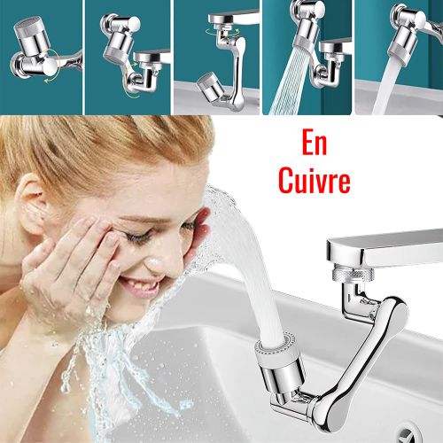 Generic Robinet Rotatif à 1080°, Tête Extension Robinet pour Lavabo Cuisine  Salle de bain