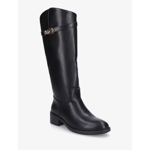 product_image_name-Generic-Bottes Hautes en Similicuir Noir avec Boucle Argentée – Confort & Élégance-1