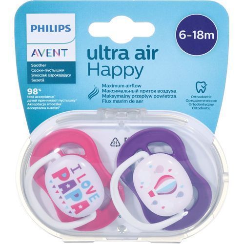 Avent Sucette ultra air Happy pour bebe - 6-18 mois - 2 pièces à prix pas  cher