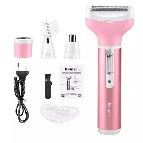 product_image_name-Kemei-4 en 1 Rasoir Electrique Femme Rechargeable par USB, Épilateur Électrique Femme Sans fil pour épilation du Vsage et du Corps, tondeuse à sourcils, aisselles, bikini et jambes-1