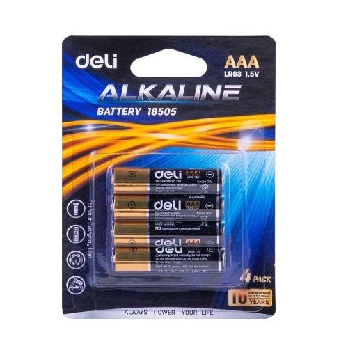 Deli Alkaline Battery 18505Blister 4 Piles Alcaline AAA 1.5v Batterie LR3  1.5volt à prix pas cher