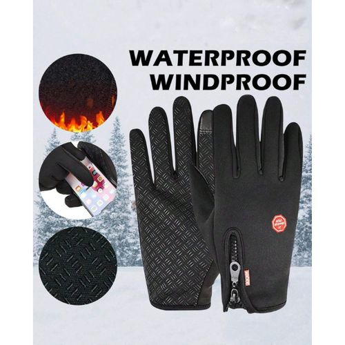 Gants d'hiver Cyclisme - Antidérapant et Absorption des Chocs - Mixte - Noir