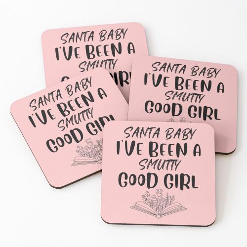 product_image_name-Generic-4 Dessous de Verre Santa Baby I Have Been A Smutty Good Girl, Tout ce que je veux pour Noël, ce sont des livres épicés, une idée de cadeau de Noël pour lecteur de romance sous tasse unique -1