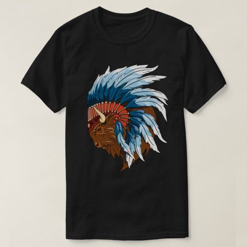 product_image_name-Generic-Buffalo Head With indian Headdress T-Shirt-2