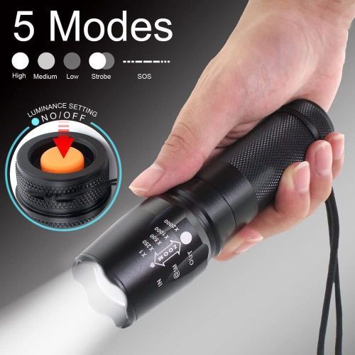 Generic Lampe torche de poche tactique LED 5 modes, lumens élevés réglable  zoomable étanche camping à prix pas cher