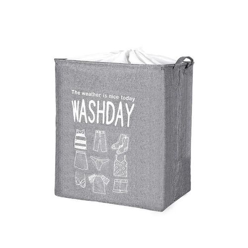 product_image_name-Generic-Sac de rangement pour vêtements en coton et lin, grande capacité, avec cordon de serrage, panier à linge sale imperméable, Solution de rangement en tissu écologique-4