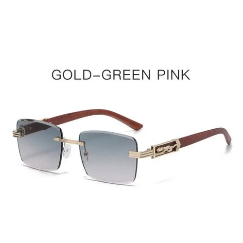 Generic Lunettes de soleil decoratives en forme de guepard jambes en Grain de bois retro colorees sans cadre carrees tete de leopard en metal a prix pas cher Jumia Maroc