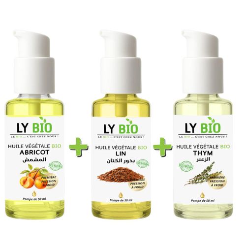 product_image_name-LY BIO-PACK HUILE ABRICOT 50ML - POMPE + HUILE LIN 50ML - POMPE + HUILE THYM 50ML - POMPE-1