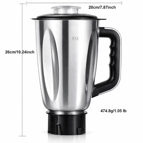 product_image_name-Elite-Bol de mixeur en acier inoxydable 1,5 L – Modèle SSJ15 – Résistant à la rouille et idéal pour un usage quotidien-2