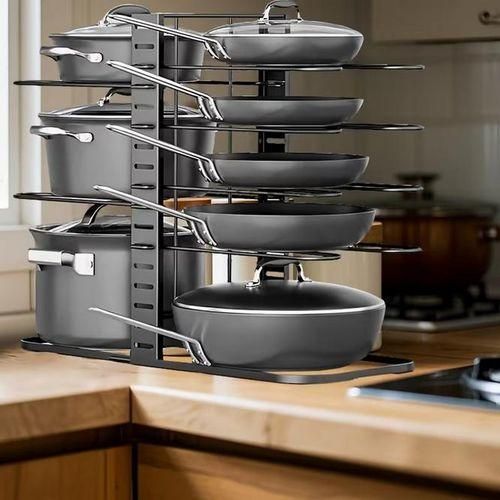 product_image_name-Generic-Rangement casseroles et poêles réglable, support couvercles amélioré, organiseur cuisine multifonction pour poêles, plats et planches à découper-8