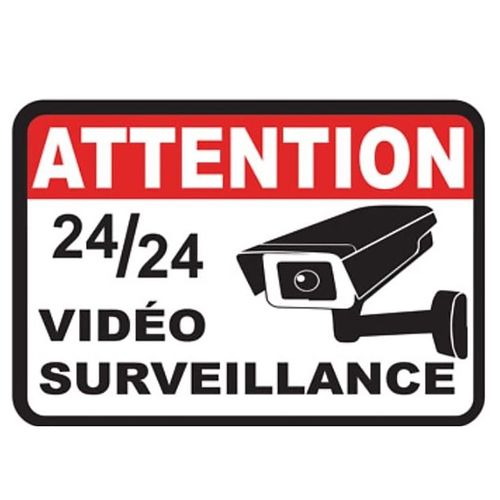 Generic 5 Autocollants/Stickers  ATTENTION Vidéos-Surveillance 24