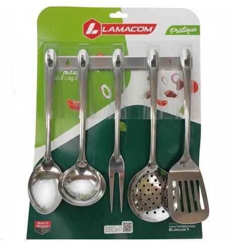 product_image_name-Generic-Set d’ustensiles de cuisine en acier inoxydable avec support mural – 5 pièces essentielles-1