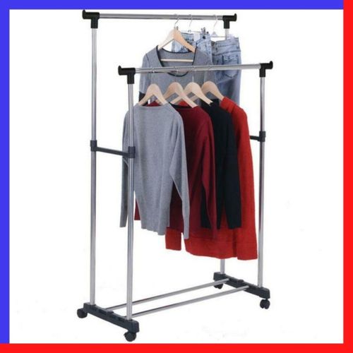 Generic Porte-vêtements télescopique double pôle COD Sechoir linge