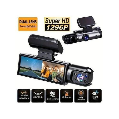 product_image_name-Generic-Caméra de tableau de bord avant et intérieur, 3.16 pouces, capteur G, vision nocturne HD, boucle statique,Dash Cam grand angle Accessoires audio & vidéo-1