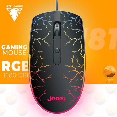 Jedel Souris Gamer filaire Honeycomb rétroéclairage RGB et 1600