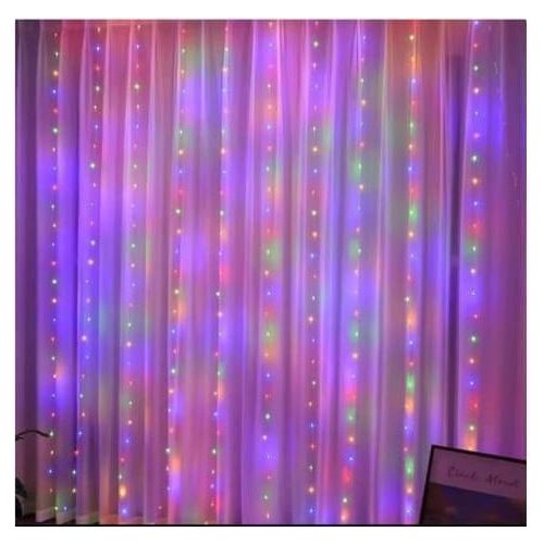 product_image_name-Generic-Guirlande Lumineuse Rideau 300 LED – 3x3M, 8 Modes, USB et Télécommande, Étanche-4
