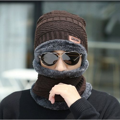 Bonnet cagoule tricoté en laine confortable pour homme, bonnets