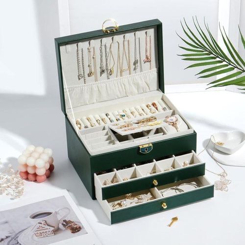 product_image_name-Generic-علبة مجوهرات متعددة المستويات خضراء - تخزين أنيق ومتينة-1