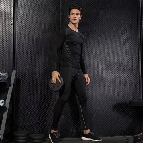 product_image_name-Generic-Tenue de sport compression pour hommes 3 pièces (T-shirt, Collant, Short) - Gym et Course-3