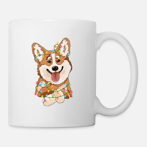 product_image_name-Generic-Corgi Christmas Tree Lights Pajama Corgi Lover Mug, Haut Qualité , كأس ,كوب مخصص ,هدية عيد ميلاد-1